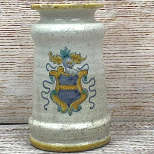 Antike gesprenkelte Keramik Vase Urne mit Wappen Design Keramik Wohndeko Akzent - Bild 1 von 9