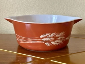 Vintage Retro PYREX 475 B Wheat Autumn Harvest 2-1/2 QT Casserole Dish - Picture 1 of 7