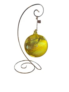 Vintage Jim Marvin Neiman Marcus Yellow  Blown Glass Iridescent Ornament - Picture 1 of 4