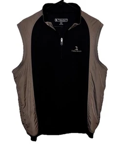 Pebble Beach Men’s Performance Golf 1/4 Zip Beige/Black Pullover Vest Size Large - Picture 1 of 5