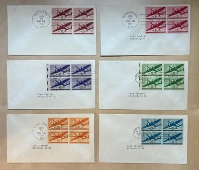 C25–C31 1941 Transport Airmail FDC Set x6 Blocks of 4 Convention Cancels - Image 1 of 4