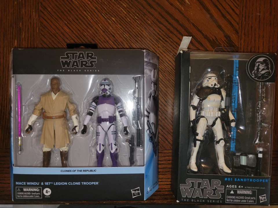 Star Wars The Black Series Mace Windu paquete de 2 y #01 Sandtrooper Foto 1 de 4