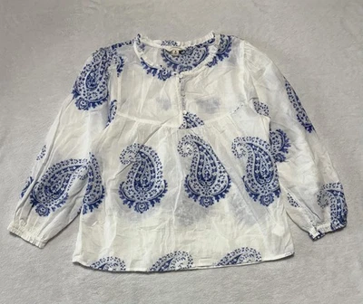 Camisa Lucky Brand para mujer mediana blanca azul cachemira campesina Henley manga larga Foto 1 de 4