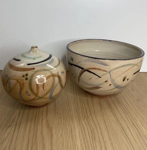 Studio Pottery Single Stem Vase And Bowl Set - With Unknown Makers Mark - Picture 1 of 10