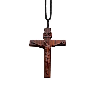 Crucifijo Madera Colgante Joyería Religiosa Accesorios Cruz Collar DY Foto 1 de 4