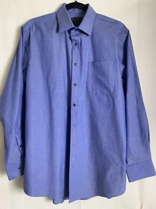 Nordstrom Mens Shop Blue Trad Fit Dress Shirt Spread Barrel New Sz 16 34 5330 - Picture 1 of 7