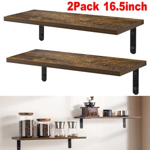 Set of 2 Floating Shelves Hanging Wall Shelves Photo Frames Home Decor Storage - Picture 1 of 12