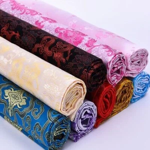 Chinese Silk Satin Floral Fabric Tang Suit Costume Cheongsam Dress By Metre Red - Picture 1 of 43