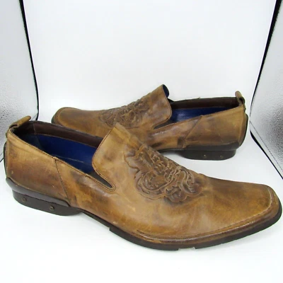 Zapatos sin cordones Mark Nason Rock Never Dies Dragon en relieve para hombre talla 9 cuero marrón Foto 1 de 4