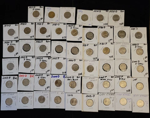(51) 1971-2018 P&D Jefferson Nickels | Mixed Lot in 2x2 Flips | Most UNC/BU Cover