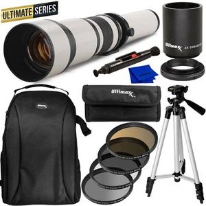 ULTIMAXX 650-1300mm f/8 Super Zoom Lens for Canon EF + Filter Kit + Backpack - Picture 1 of 11