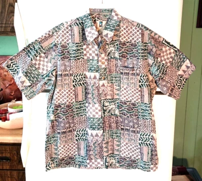CAMISA HAWAIANA VINTAGE PARA HOMBRE KAHALA ARTESANAL PATCHWORK FLORAL PEZ TALLA L Foto 1 de 4