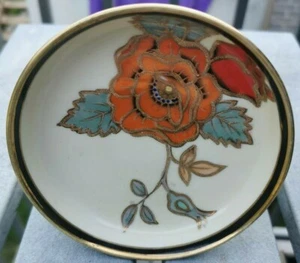 Antique Nippon Footed Dish Hand Painted Moriage Roses Red 4.75" x 2.5" - Picture 1 of 7
