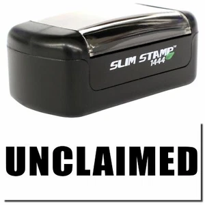 Slim Pre-Inked Unclaimed Stamp Size 1/2" Tall x 1-1/2" Wide - Picture 1 of 10
