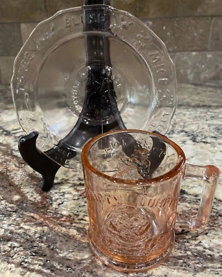 2 PIEZAS BEBÉ ROSA TIARA VIDRIO BEBÉ CUENCO N TAZA MADRE GANSO 6 1/4”D ASPECTO SIN USAR Foto 1 de 4