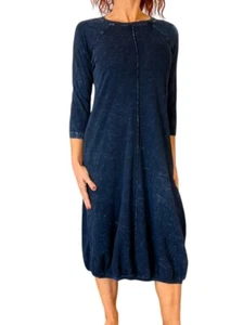 VESTIDO MIDI JERSEY LAVADO MINERAL AZUL MANGA 3/4 HARD TAIL FOREVER RS-26 PEQUEÑO - Imagen 1 de 10