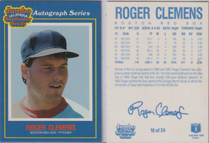 ROGER CLEMENS; 1990 JUMBO CALIFORNIA SUNFLOWER SEEDS BASEBALL CARD #18/24