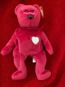 NUEVO Oso de San Valentín Retirado en ROSA con CORAZÓN Ty Beanie Bebé Peluche - Imagen 1 de 7