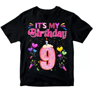 Personalised Its My 9th Birthday Party Gift Boys Girls Teen Kids T-Shirts #DNE#2 - Picture 1 of 14