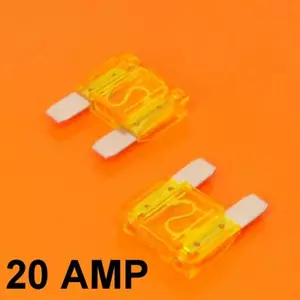 High Quality 2 x 20 Amp Maxi Blade Fuse Fuses Yellow 20A Car Van Bike Large Fuse - Picture 1 of 1