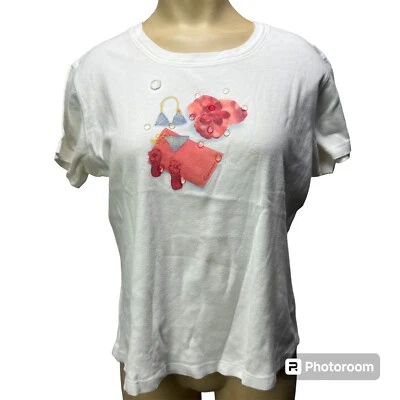 Camiseta De Colección Y2K Columbia Gráfica Bebé Recortada Para Mujer M 3D Gotas de Lluvia Bikini Flor Foto 1 de 4