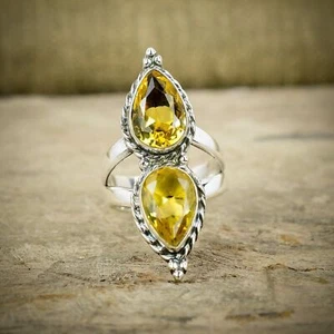 Citrine Ring 925 Sterling Silver Band Ring Statement Handmade Jewelry PT31 - Picture 1 of 5