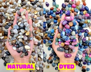 Tumbled Small Agate Crystals Dyed or Natural  Colorful Bulk Stone Tumbles Mix - Picture 1 of 9