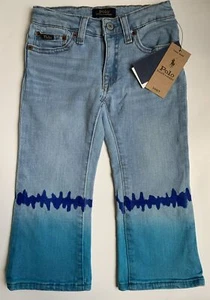 Polo Ralph Lauren Toddler Girls Blue Tie Dye Light Wash Denim Jeans 4T NWT $98 - Picture 1 of 10