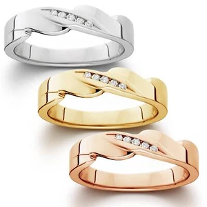 Men's Diamond High Polished Wedding Ring Available In White Yellow Or Rose Gold - Picture 1 of 3
