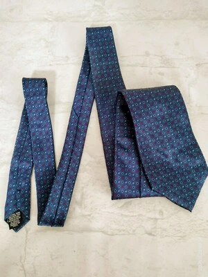 Charleston Tie Rack Blue White Red Square Dots Geometric Silk Tie Made In Italy  - Image 1 of 4