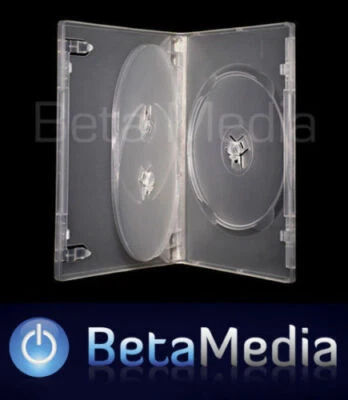 5 x Triple Clear 14mm HIGH QUALITY CD / DVD Cover Cases HOLDS 3 Discs - Image 1 of 3
