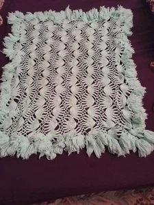 Vintage Handmade Crocheted Baby Blanket - Picture 1 of 7