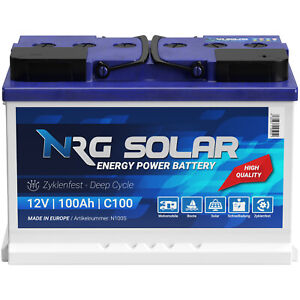 NRG Solarbatterie 12V 100Ah Wohnmobil Versorgung Solar Boot Camping Batterie