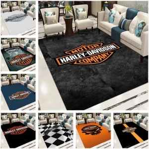 Motorcycle Harley logo printed carpet, living room sofa area washable floor mat - Picture 1 of 16