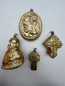 4 religiöse Krippenschmuck Jesus Madonna Kreuz Glas Neiman Marcus 2003 - Bild 1 von 8
