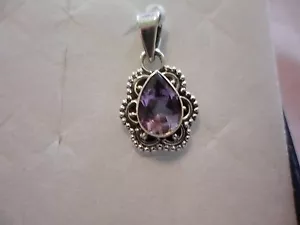 Colgante de amatista rosa de pera artesanal artesanal en esterlina 925-1,70 CTW - Imagen 1 de 5