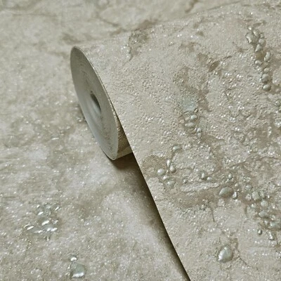 Tan beige cream pearl gold olive green shell sparkle plaster textured Wallpaper - Image 1 of 4