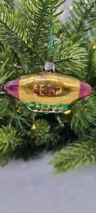 Antique Gold Zeppelin Airship Blimp Rare Christmas Decoration Vintage Glass - Picture 1 of 8