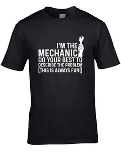 T-shirt uomo meccanico descrivi il problema regalo divertente garage auto moto  - Foto 1 di 10