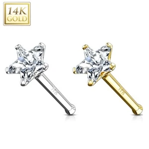 Anillo de perforación de cuerpo perno con clavija de oro liso de 14 K gema gema gema gema joyería - Imagen 1 de 1