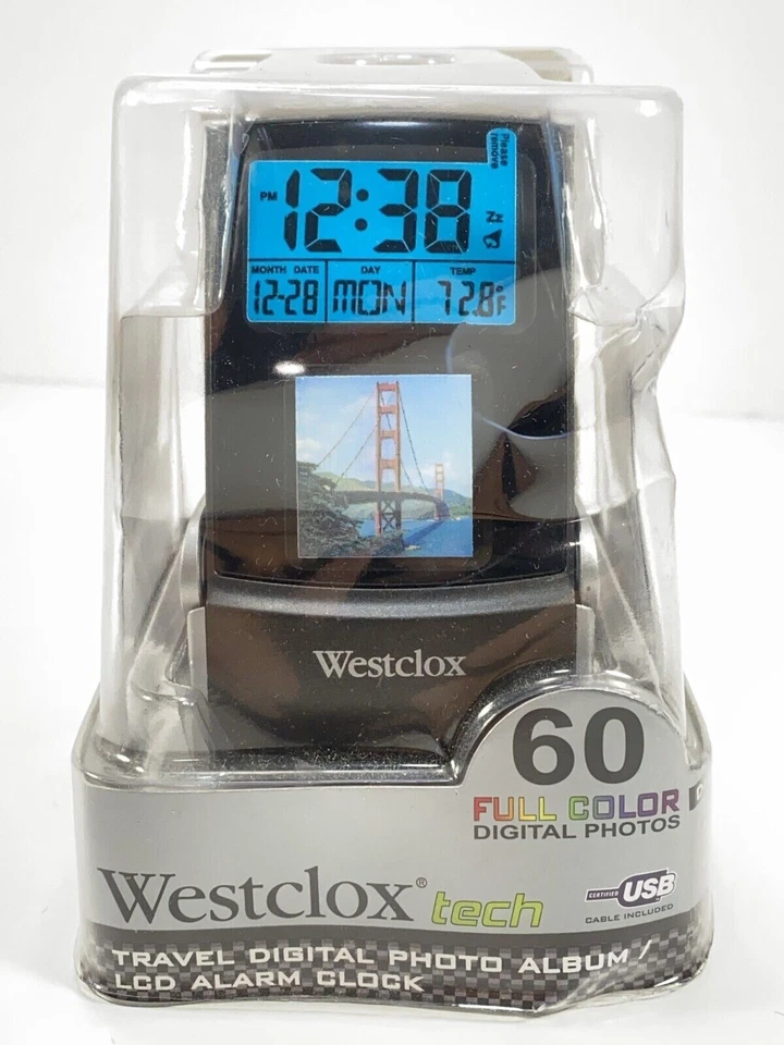 Westclox Digital Travel Alarm Clock 70024 60 Photo Album LCD Temperature - Image 1 of 4