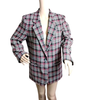 Savannah Blazer Women's 12P Multicolored Houndstooth Vintage Corpcore Career - Image 1 of 4