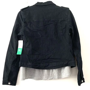 Girls Size XL Denim Jacket with T-shirt Black/Grey 2 Piece Set - Picture 1 of 7