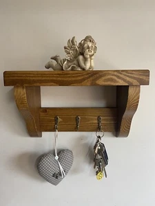 Key Rack+Shelf Floating Rustic Handmade Wooden Key Holder - Picture 1 of 6