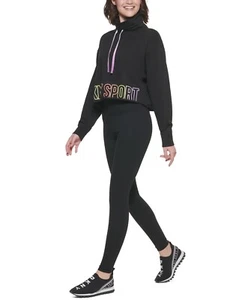 NWT DKNY Sport Women's Ombre Logo Funnel-Neck Pullover Black Size M $60 6C085 - Picture 1 of 1