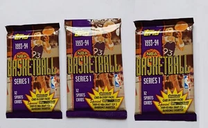 3x NBA TOPPS 93 94 Series 1 BASKETBALL Sealed Wax Booster Pack Jordan PSA fleer - Picture 1 of 2
