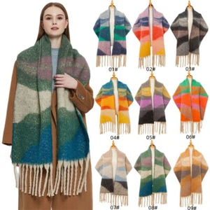 Women Scarf Imitated Mohair Warm Scarf Autumn and Winter Thick Tassel Scarf - Picture 1 of 26