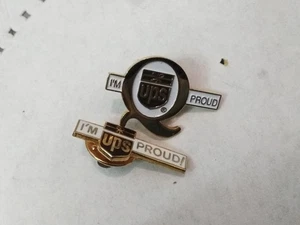 VTG.UPS United Parcel Services Logo " I'M PROUD'' Lapel Pin Tie Tack (2PK) NOS - Picture 1 of 5