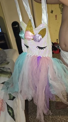 Girls Unicorn Dress 4T Rainbow Tutu Sequin Outfit w/ Light Up Headband NWOT - Image 1 of 4