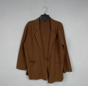 Blazer Suéter J Crew Mujer Mediano Marrón Mezcla Lana Merino Frente Abierto Tejido - Imagen 1 de 13